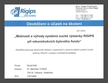 Suchá výstavba RIGIPS